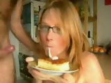 Nerd Girl Enjoy In Sperm Cake