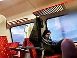 Nerdy teen dickflash in train