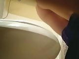Sexy booty on blonde teen toilet spy 