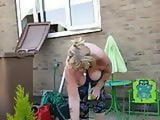 Buttercup Topless Gardening C Cleaning the Bird Bath